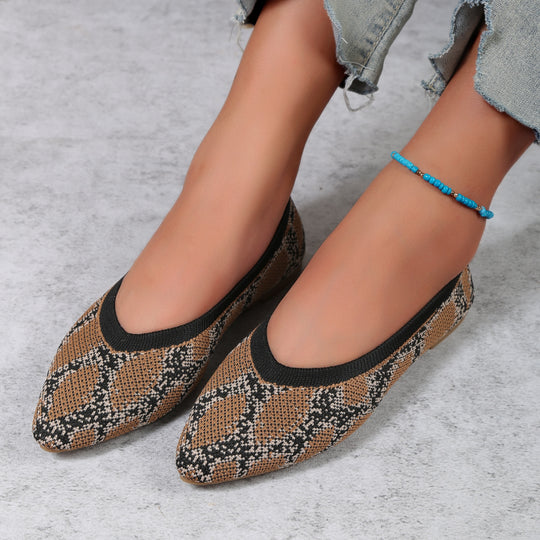 Damen Leopard Ballerinas – Spitze Slip-On Leichte Flats