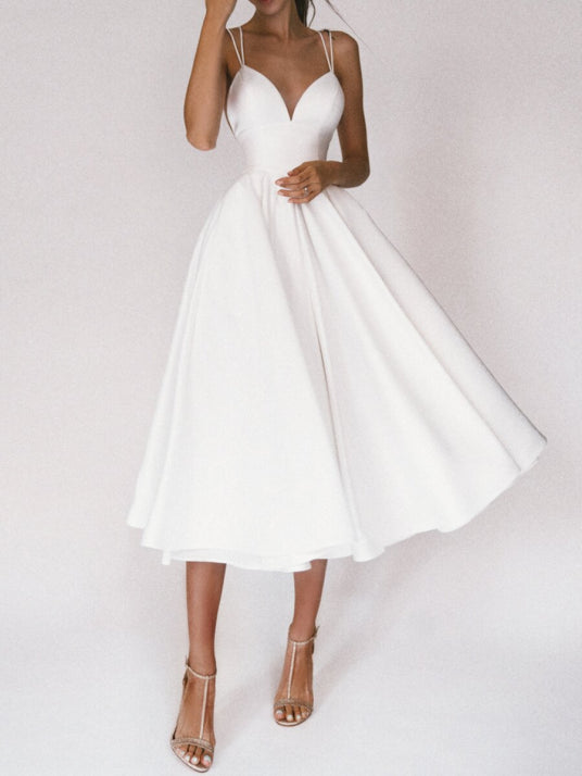 Ärmelloses Ballkleid Mit V Ausschnitt Für Damen | Midi