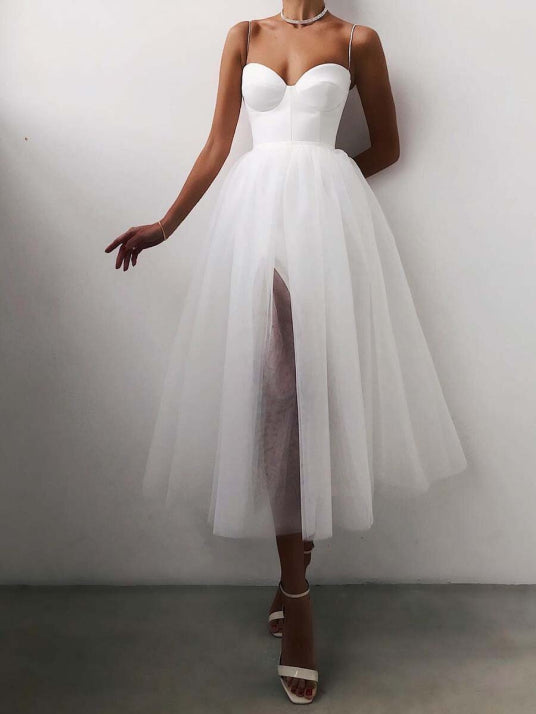 Trägerloses A-Linien-Ballkleid für Damen | Midi