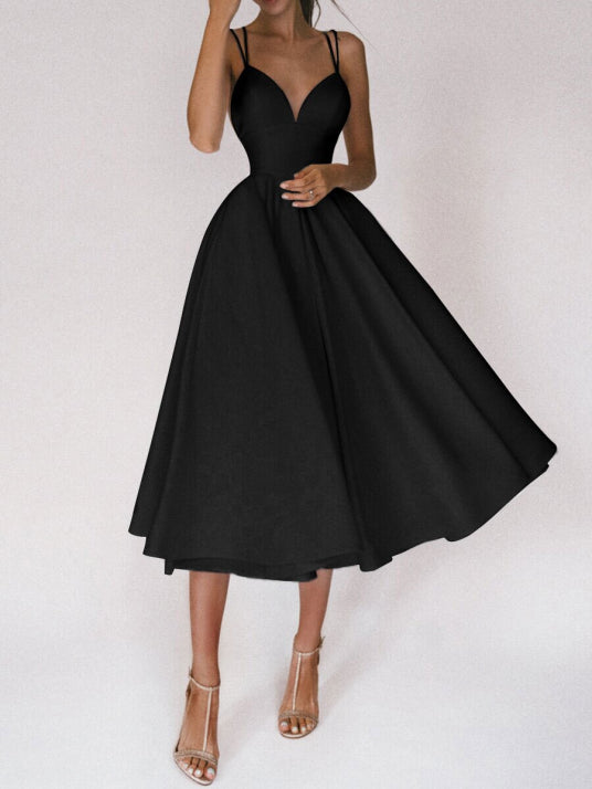Ärmelloses Ballkleid Mit V Ausschnitt Für Damen | Midi