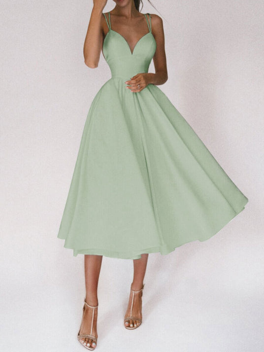 Ärmelloses Ballkleid Mit V Ausschnitt Für Damen | Midi