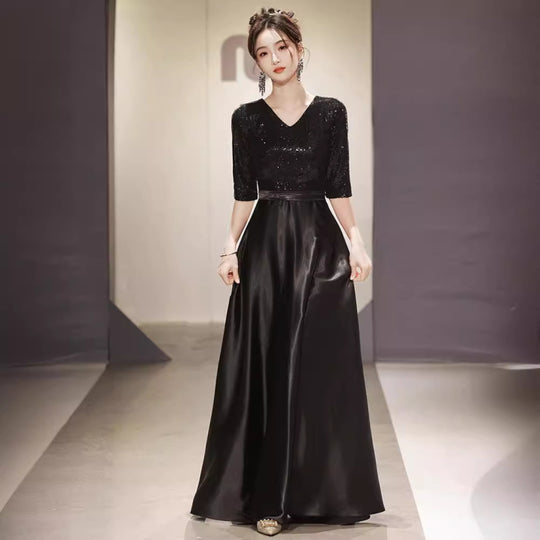 Schwarz Abendkleid Für Damen Mit Schulterfreiem Ausschnitt | Maxi