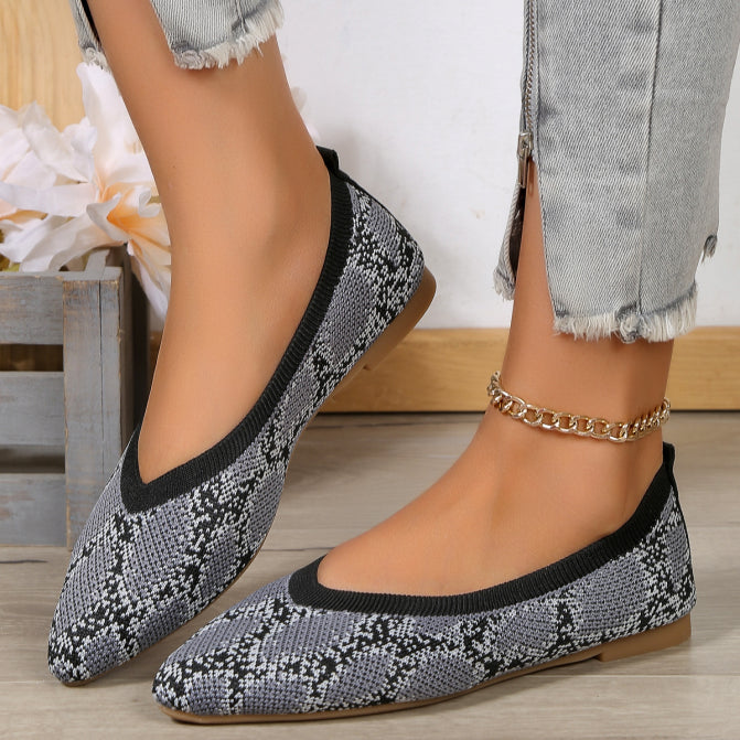 Damen Leopard Ballerinas – Spitze Slip-On Leichte Flats