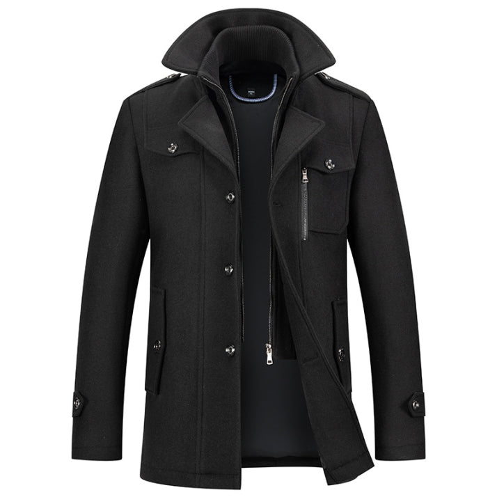 Warmer Trenchcoat Mit Reißverschluss Für Herren | Rollkragen