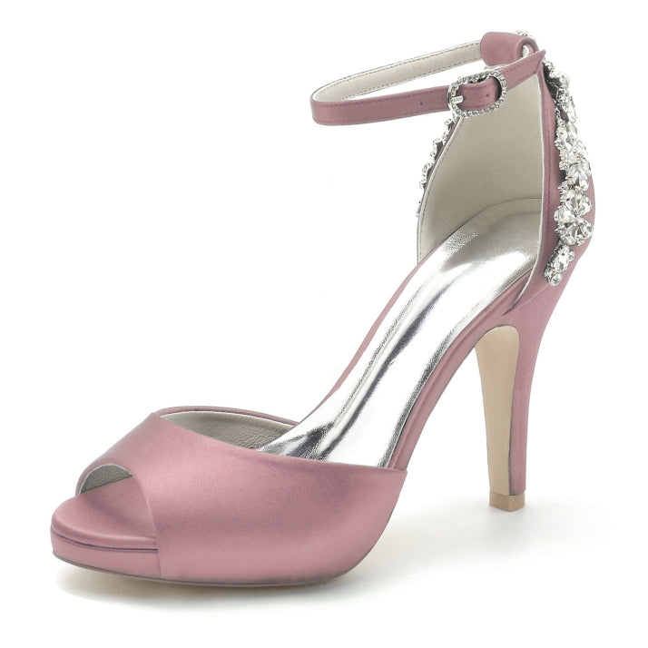 Damen Peep Zehe Braut Hochzeit Gast High Heels | Knöchelriemen