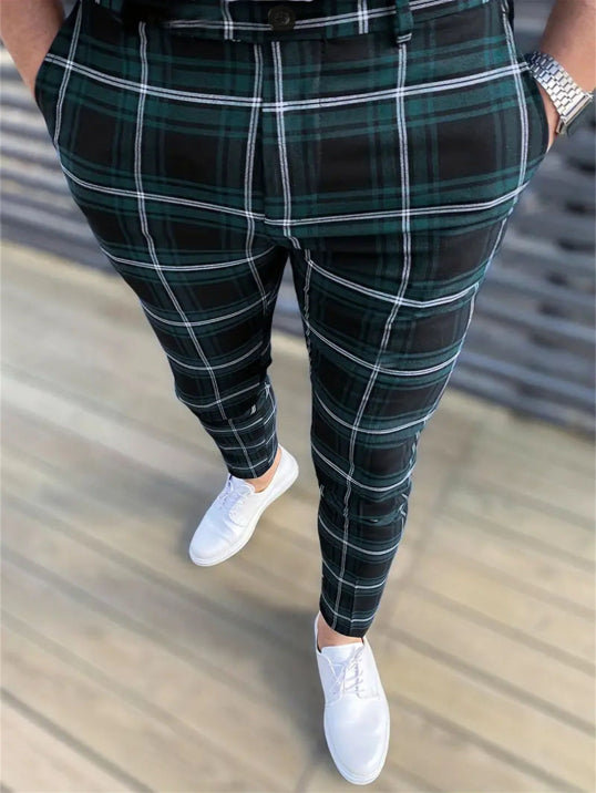Herren Kariert Hose | Schlanke Passform
