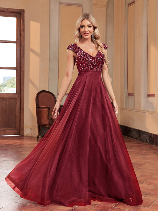 Abendkleid mit Pailletten für Damen | Maxi