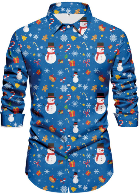 Weihnachtshemd mit langen Ärmeln für Herren | Knopf Daunen
