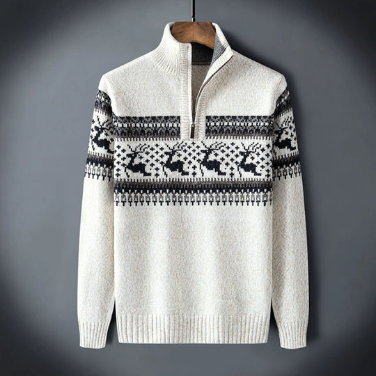 Weihnachtsstrickjacke Herren mit halbem Reißverschluss | Winter