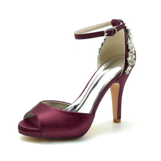 Damen Peep Zehe Braut Hochzeit Gast High Heels | Knöchelriemen