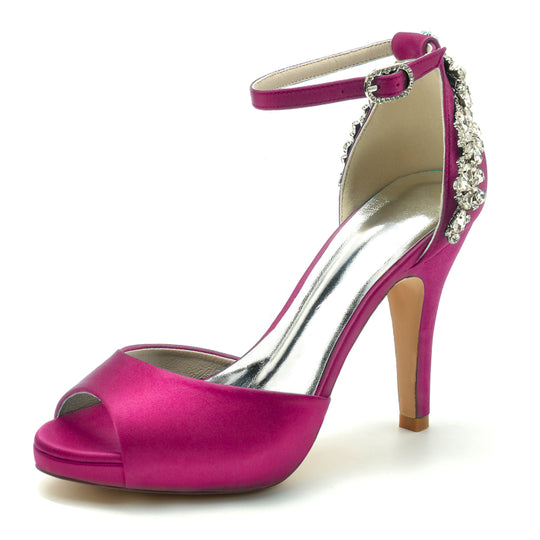 Damen Peep Zehe Braut Hochzeit Gast High Heels | Knöchelriemen