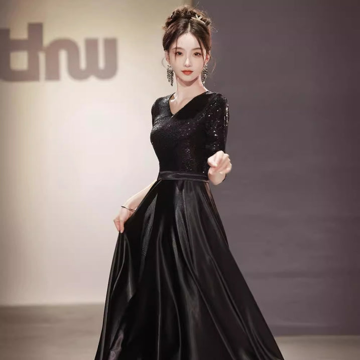 Schwarz Abendkleid Für Damen Mit Schulterfreiem Ausschnitt | Maxi