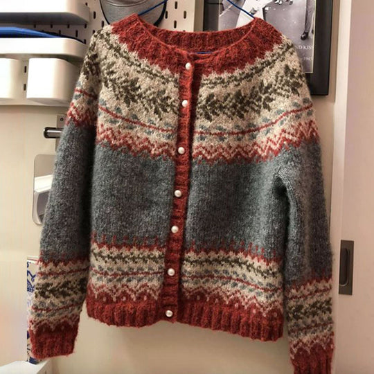 Warmer Norweger Strickjacke für Damen | Gestrickt