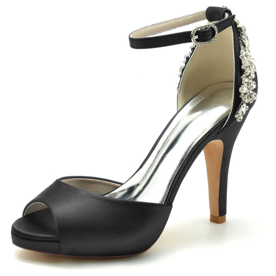 Damen Peep Zehe Braut Hochzeit Gast High Heels | Knöchelriemen
