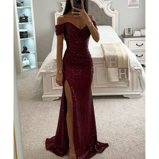 Elegantes Schulterfreies Ballkleid Für Damen | Maxi
