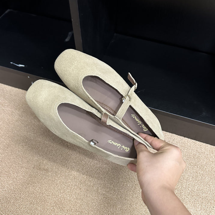 Elegante Schnalle Riemen solide Farbe Ballett-Flats