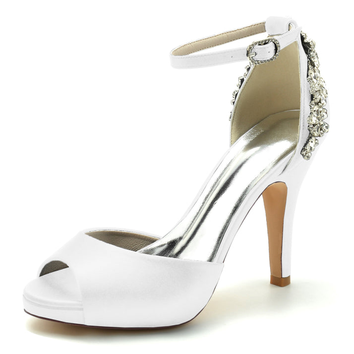 Damen Peep Zehe Braut Hochzeit Gast High Heels | Knöchelriemen