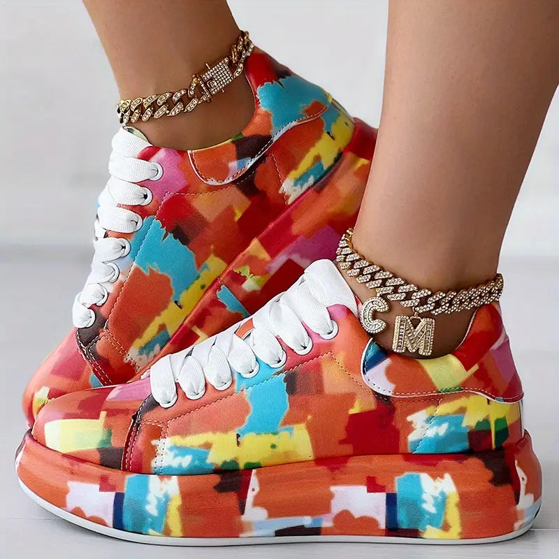 Bunte Plattform Turnschuhe Mode Lace Up Low Top Sportschuhe