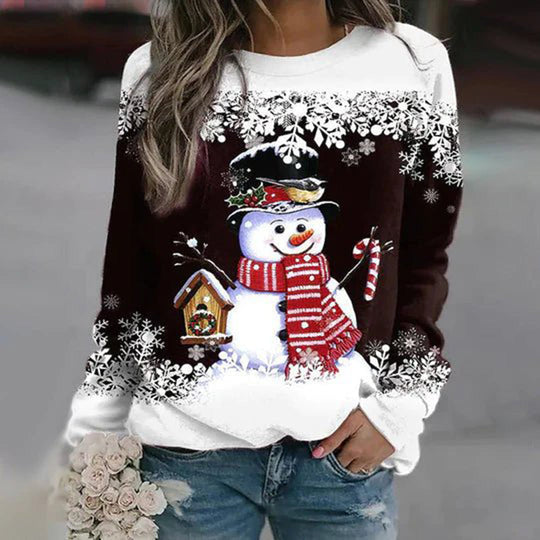 Schneemann Festlicher Weihnachtspullover Damen | Winter