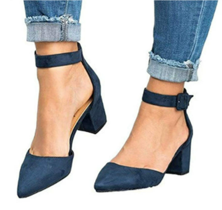 Damen Sandalen mit Blockabsatz – Spitze, Knöchelriemen, Elegant