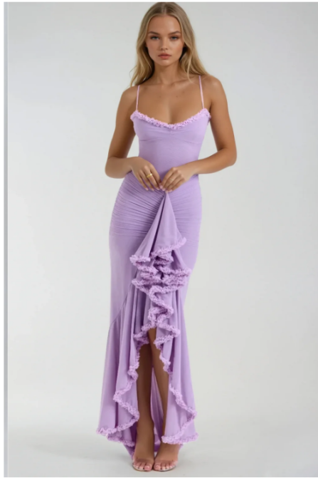 Damen Trägerloses Gerüschtes Hochzeitsgast Kleid | Maxi