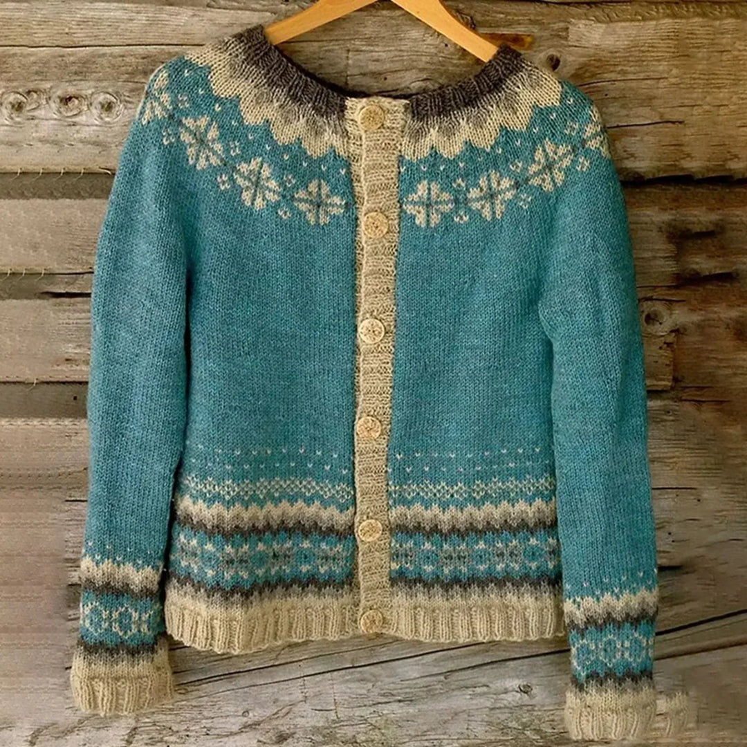 Warmer Norweger Strickjacke für Damen | Gestrickt