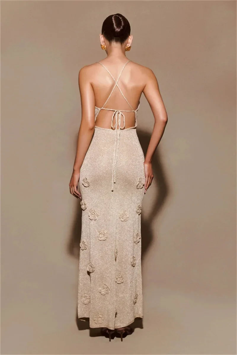 Elegantes Ballkleid Für Damen Mit Floralen Akzenten | Maxi