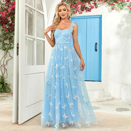 Ballkleid Mit Schmetterlingsstickerei Für Damen | Maxi