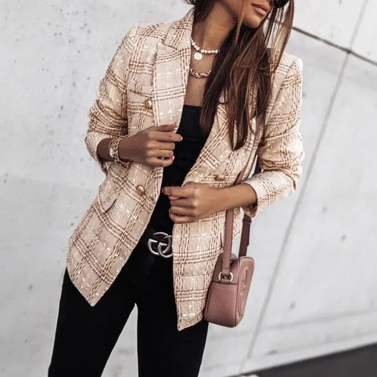Karierter Blazer für Damen | Langarm