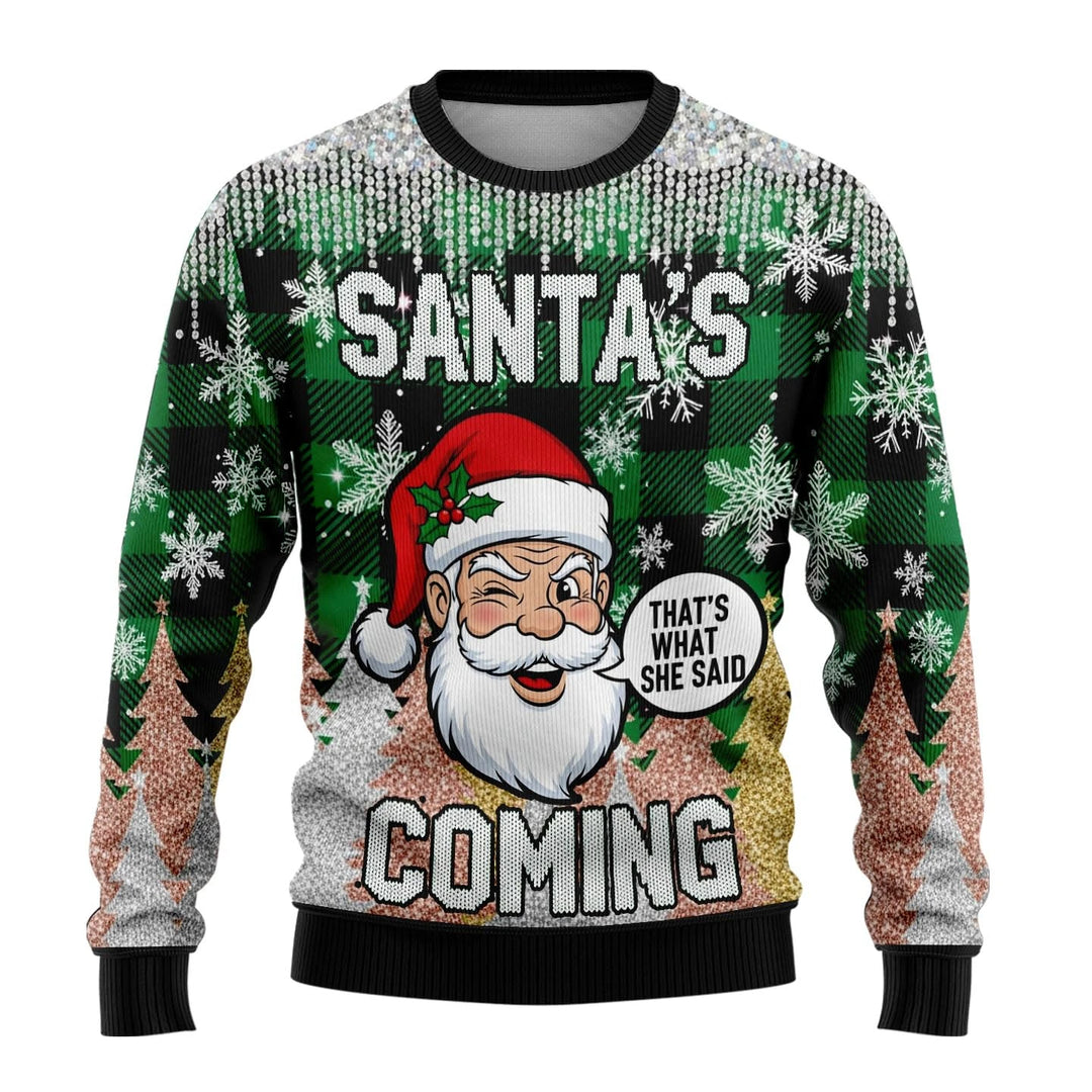 Rundhals Unisex Ugly Xmas Pullover | Gerippte Ärmel