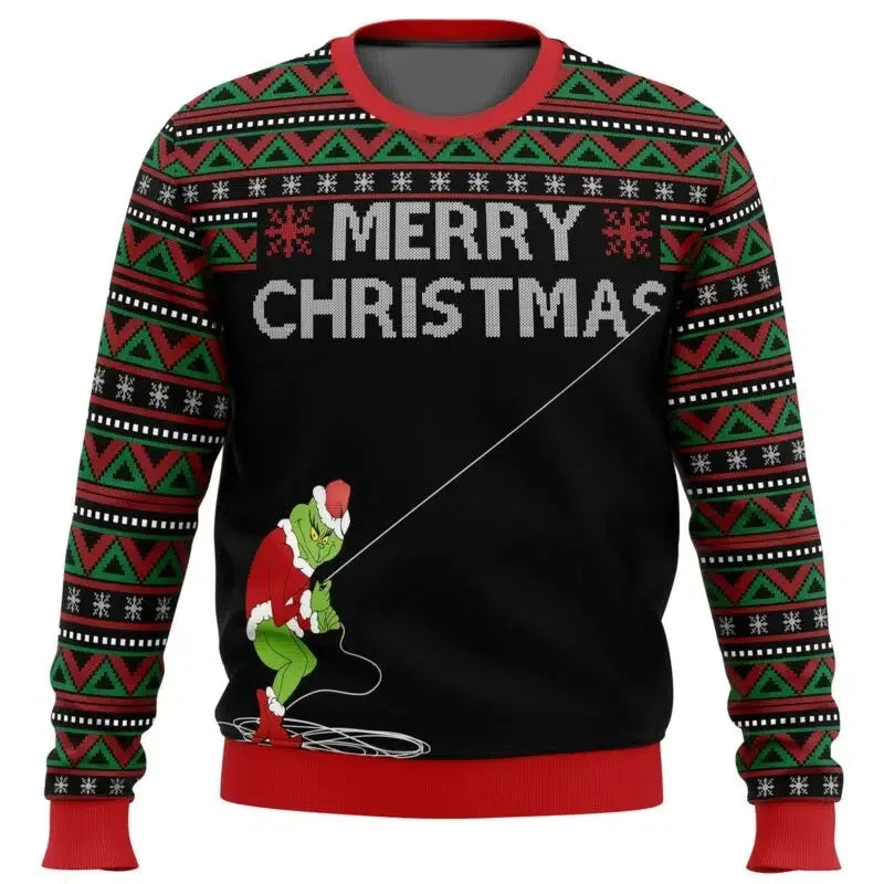 Herren Lustiger Ugly Xmas Pullover mit festlichem Print | Langarm