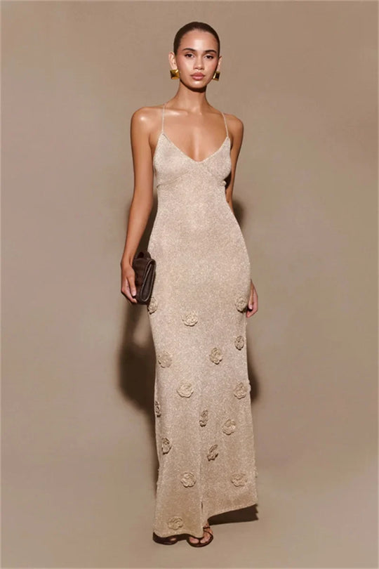 Elegantes Ballkleid Für Damen Mit Floralen Akzenten | Maxi