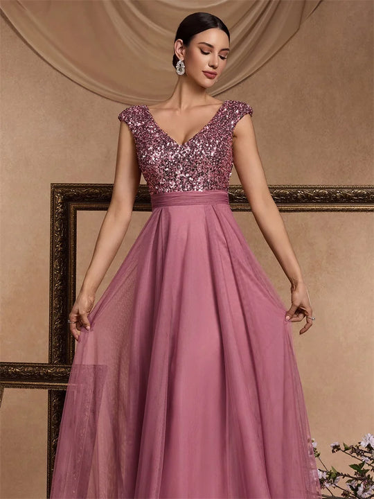 Abendkleid mit Pailletten für Damen | Maxi