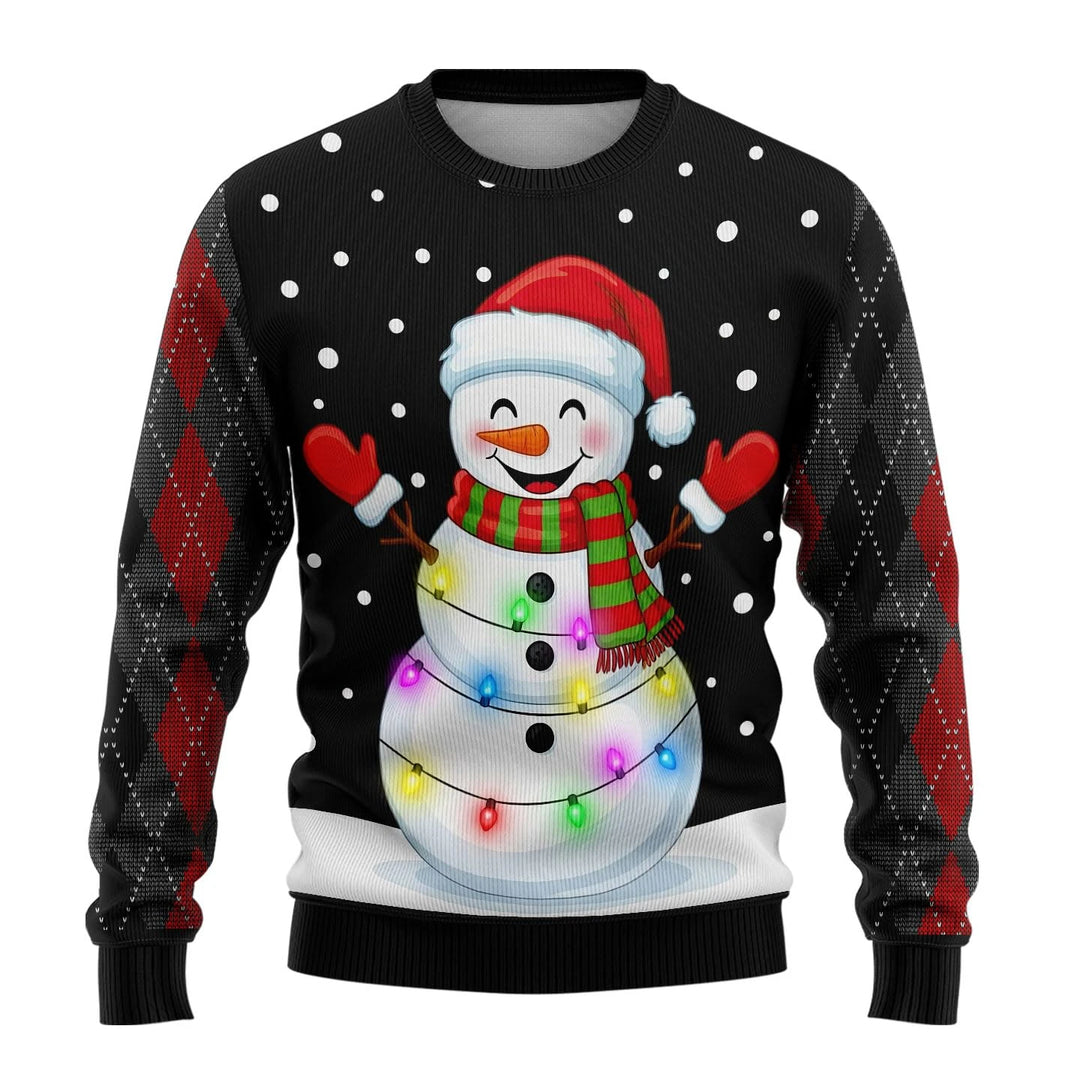 Rundhals Unisex Ugly Xmas Pullover | Gerippte Ärmel