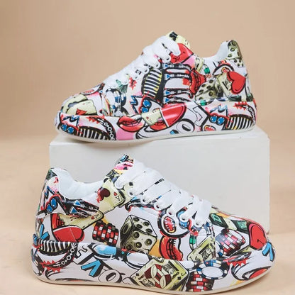 Bunte Plattform Turnschuhe Mode Lace Up Low Top Sportschuhe