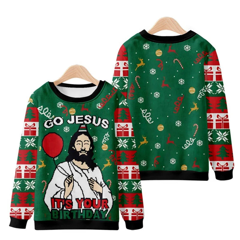 3D-gedruckte lange Ärmel Weihnachtspullover Herren | Warme