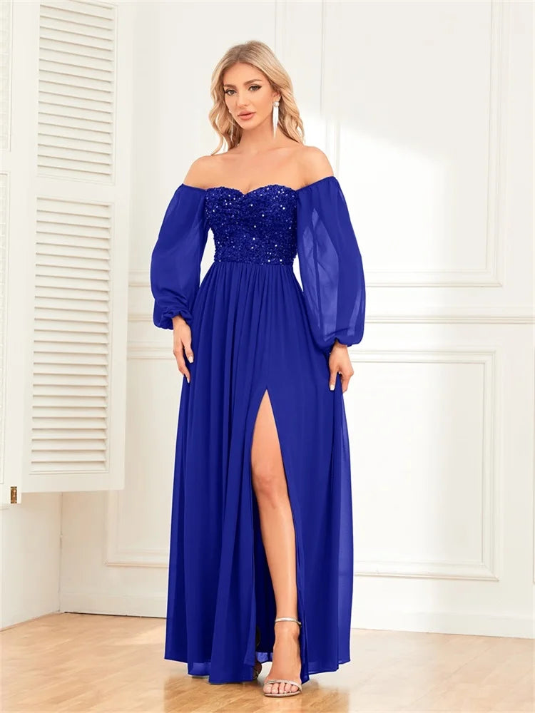 Abendballkleid Mit Pufferärmeln Für Damen | Maxi