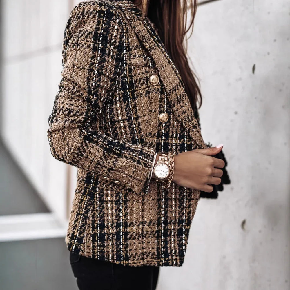 Karierter Blazer für Damen | Langarm