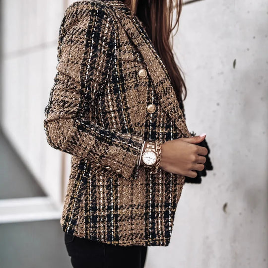 Karierter Blazer für Damen | Langarm