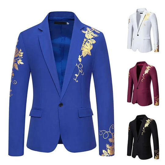 Herren Blumen Blazer | Party- und Abschlussball Anzugjacke