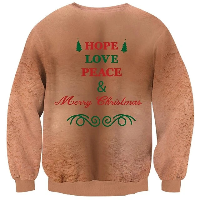 Gerippte Ärmel Weihnachtspullover Herren | Langarm