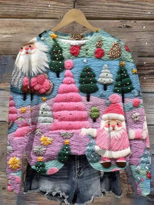 Rundhalsausschnitt Lange Ärmel Weihnachtspullover Damen | Lässig