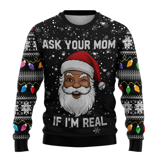 Rundhals Unisex Ugly Xmas Pullover | Gerippte Ärmel