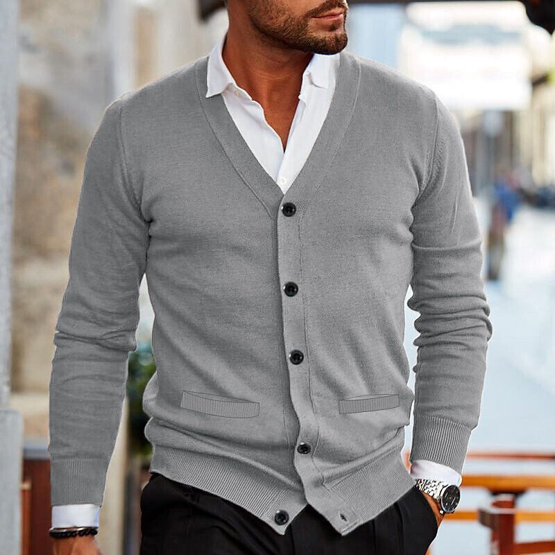 Herren Knopf Daunen Langarm Strickjacke | Strick