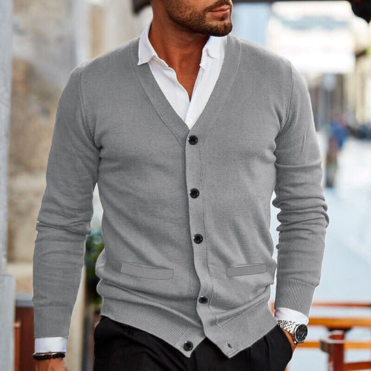 Herren Knopf Daunen Langarm Strickjacke | Strick