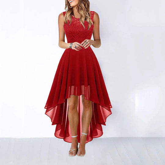 Abendkleid mit Rundhalsausschnitt für Damen | Maxi