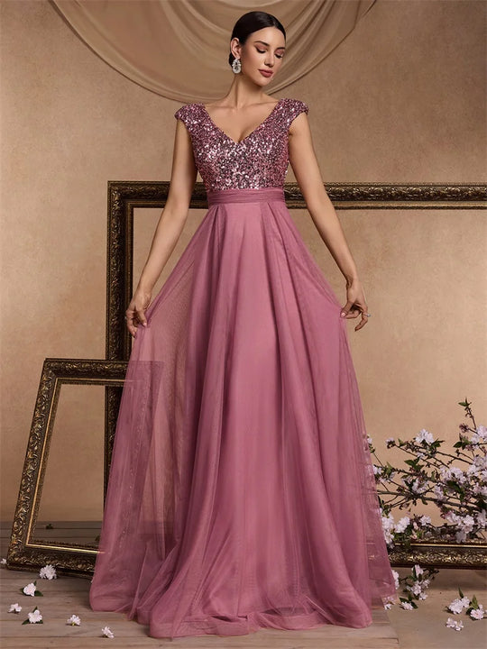 Abendkleid mit Pailletten für Damen | Maxi