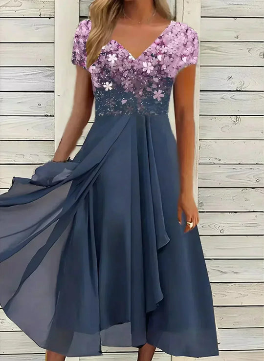 Blumeninspiriertes Ballkleid Für Damen | Midi