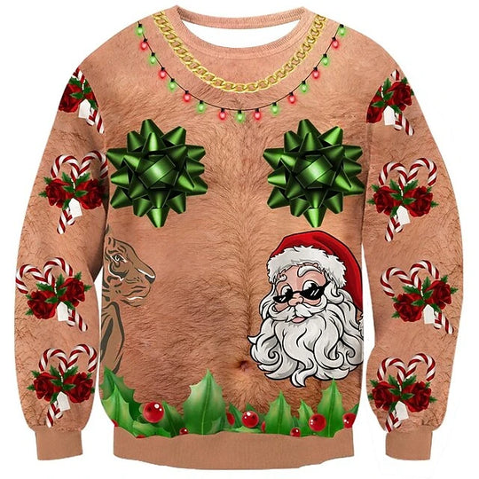 Gerippte Ärmel Weihnachtspullover Herren | Langarm