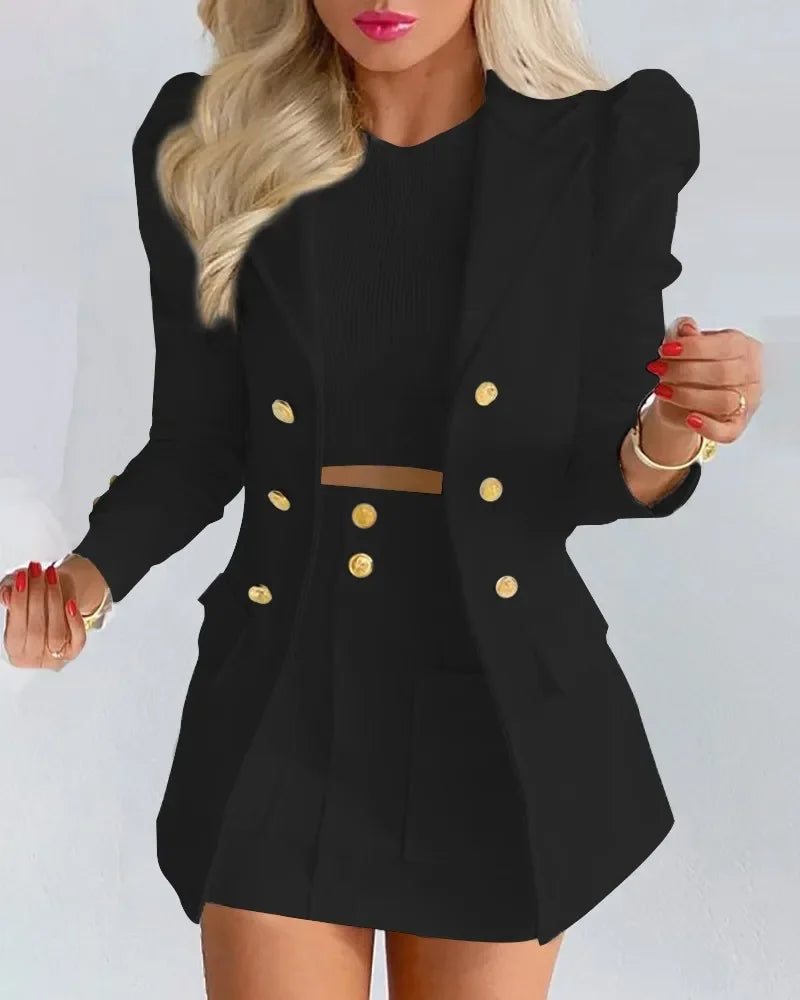 Zweiteiliges Blazer Und Rock Set Für Damen | Lässig